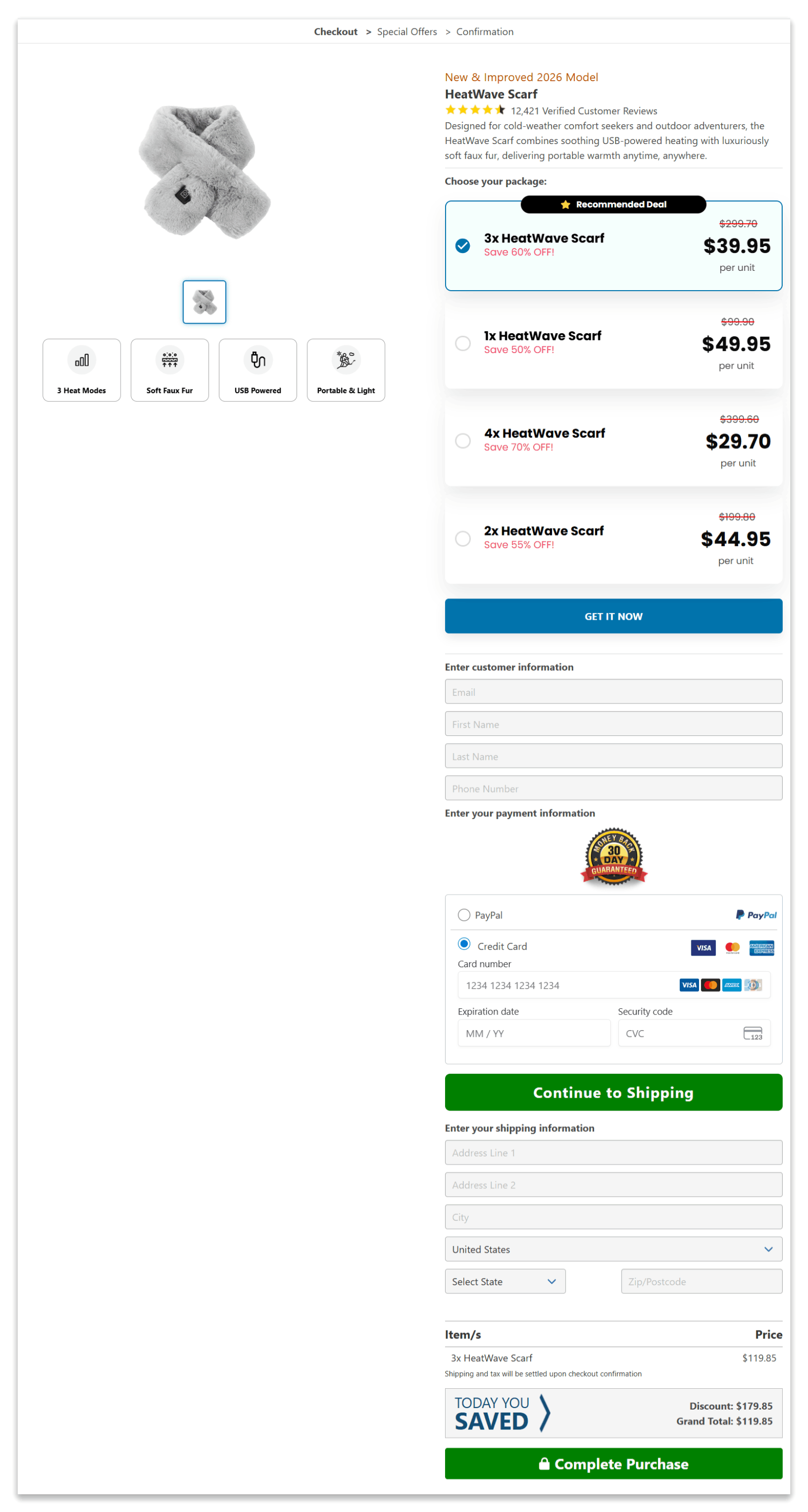 HeatWave Scarf secure checkout page